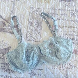 VS Baby Blue Rhinestone Bra
